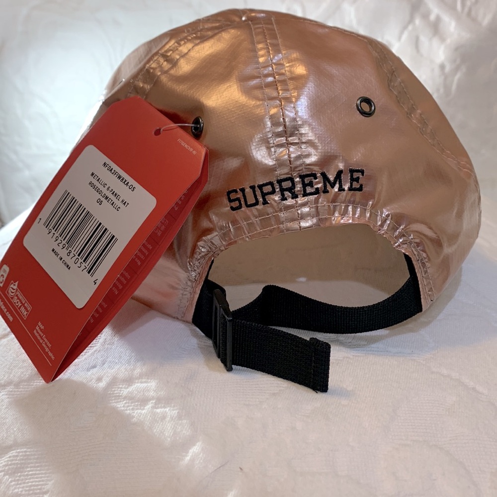 Supreme/The North Face 6 panel rose gold metallic hat NWT - Picture 6 of 10